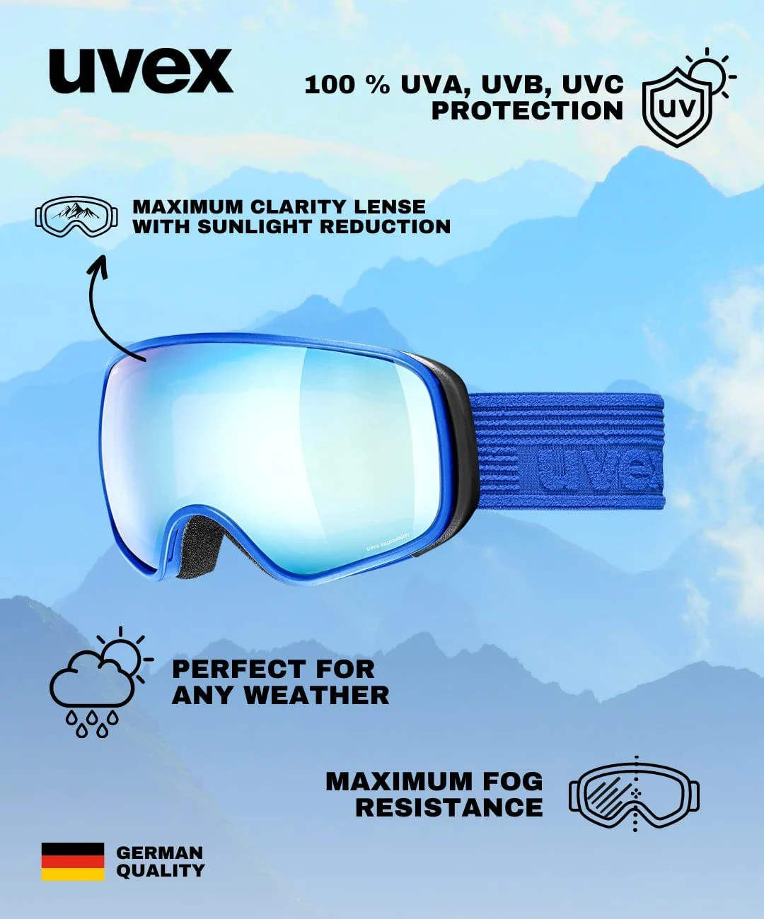 Uvex Scribble FM Skibrille - Cobalt/Full Mirror Blue-Clear – Bild 5
